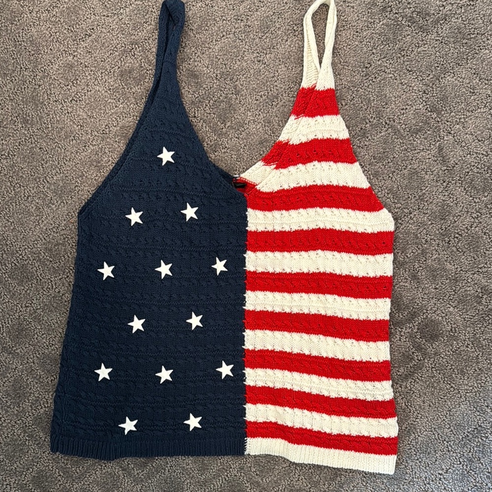 Patriotic Knit Tank Top - Red, White, and Blue